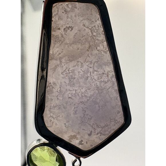 Sterling Silver Light Purple Druzy Agate Peridot 2" Pendant - Picture 8 of 16